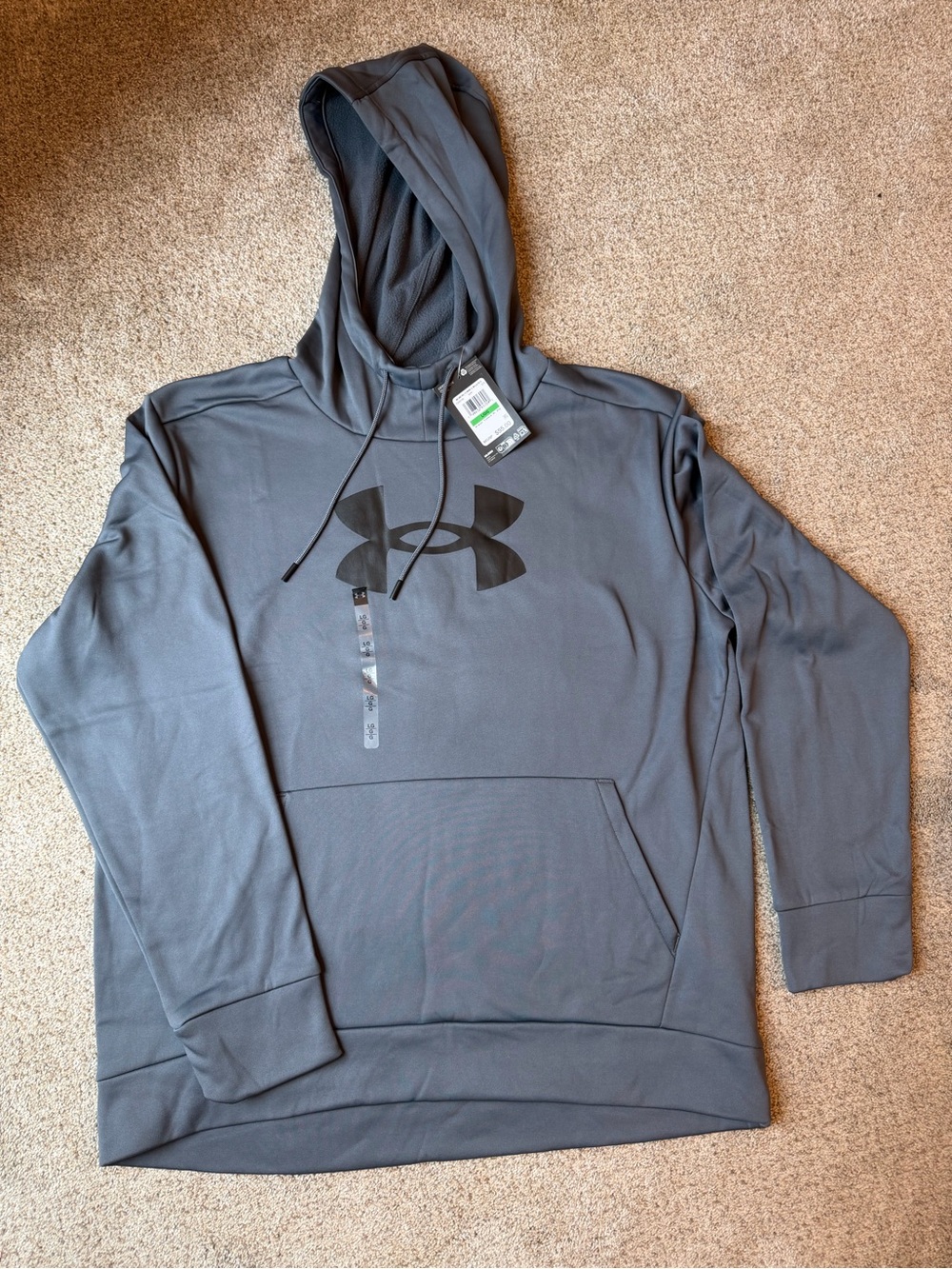 Under Armour Men's Dark Gray Pullover Hoodie with Black Logo